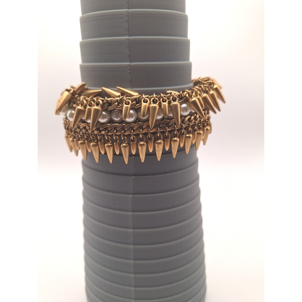 Stella & Dot Jacinthe bracelet multi row spike faux pearl edgy glam rocker chic - Picture 3 of 5